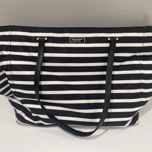 Kate Spade tote diaper bag black and white stripes